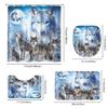 4Pcs Shower Curtain Set with Non-Slip Bath Mat, Toilet Lid Cover, Contour Rug & 12 Hooks, Bathroom Decor