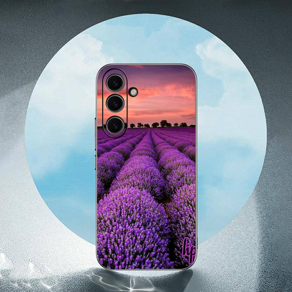 Beautiful purple flower lavender For Samsung Galaxy S25 S24 S23 Ultra S22 S21 Plus S20 Black Soft Silicone Protective Case
