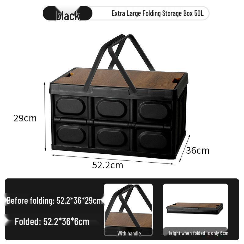Portable Folding Picnic Basket with Wooden Top