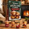 Dekorative hängende Baumdekorationen Weihnachten Hochlandkuh Adventskalender, 24 süße 3D-Mini-Figuren, Tag-Countdown-Box Bauernhaus-Feiertagsdekoration,