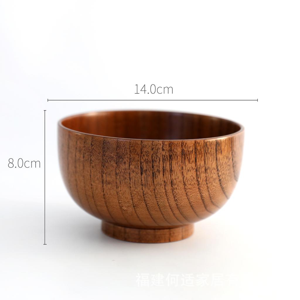 Japanese Retro Jujube Wooden Bowl Handmade Wooden Rice Bowl Children's Solid Wood Bowl Large Noodle Soup Bowl Household Tableware