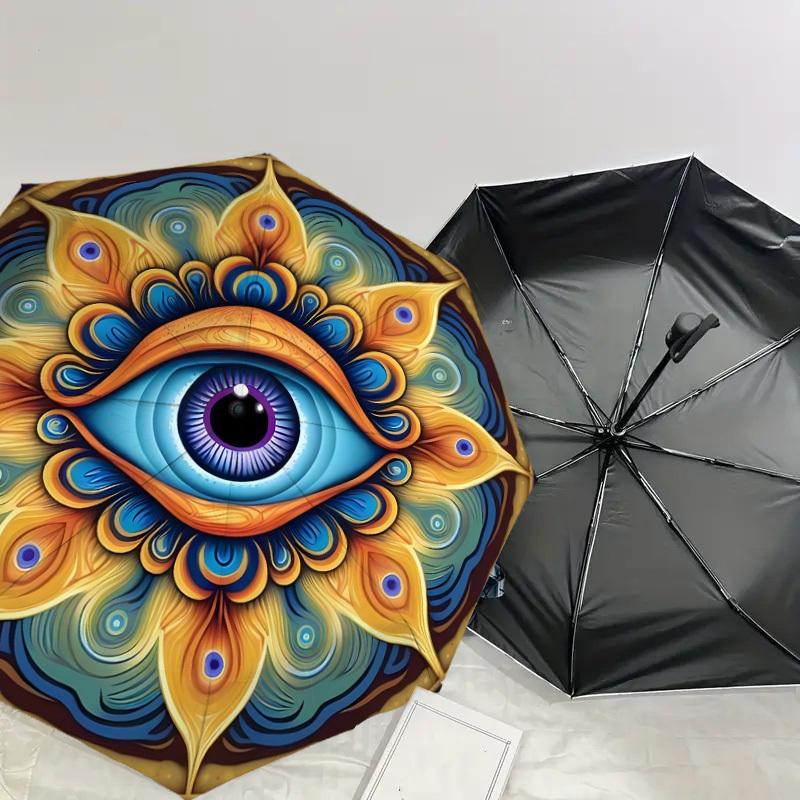 1pc Ethereal Visionary Mandala Umbrella with Plastic Handle,Suitable for All Seasons Home Travel Outdoor UmbrellaDD1666