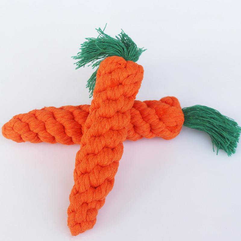 Hand-Woven Cotton Rope Carrot Dog Toy