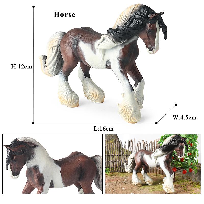Oenux Original Forest Wild Steed Farm Animal Horse Realistic Model Action Figures Haflinger Ferghana horse PVC Figurines Toy Kid