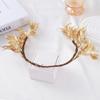 Vintage Gold Bride Wreath Headband Handmade Braided Maple Leaf Wedding Crown Ribbon Headwear Boho Photography Hair Accessories
