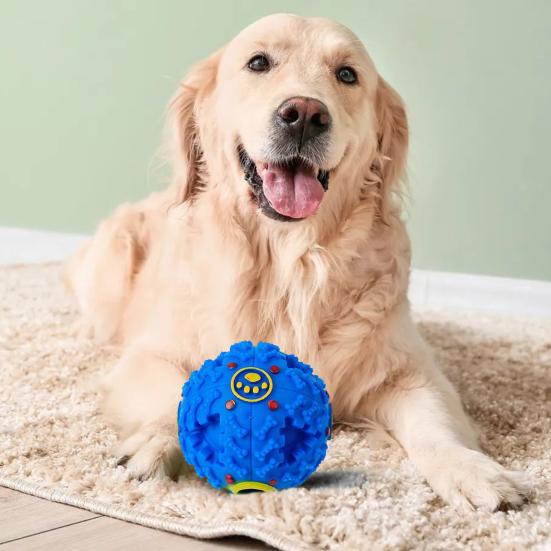 Dog Treat Ball Toy Squeaky Interactive Pet Feeder Toy Dog Chew Ball Food Dispenser for Teeth Grinding