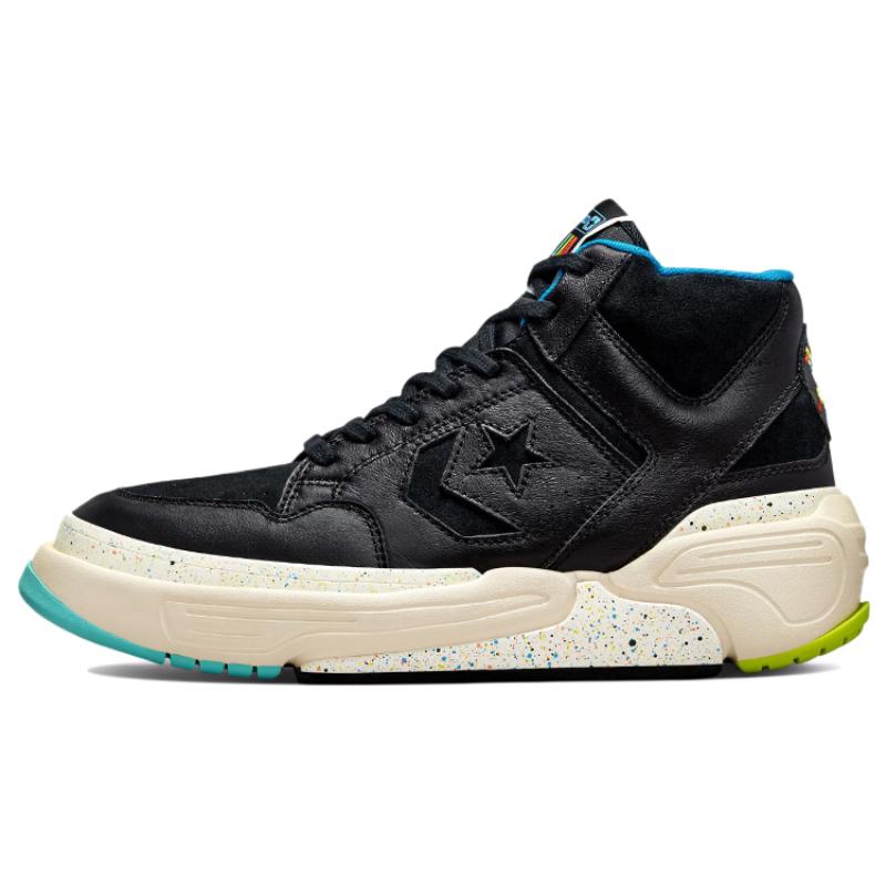 

Converse Weapon Series CX Leather Trend High Top Retro Basketball Shoes Unisex Black Blue 35