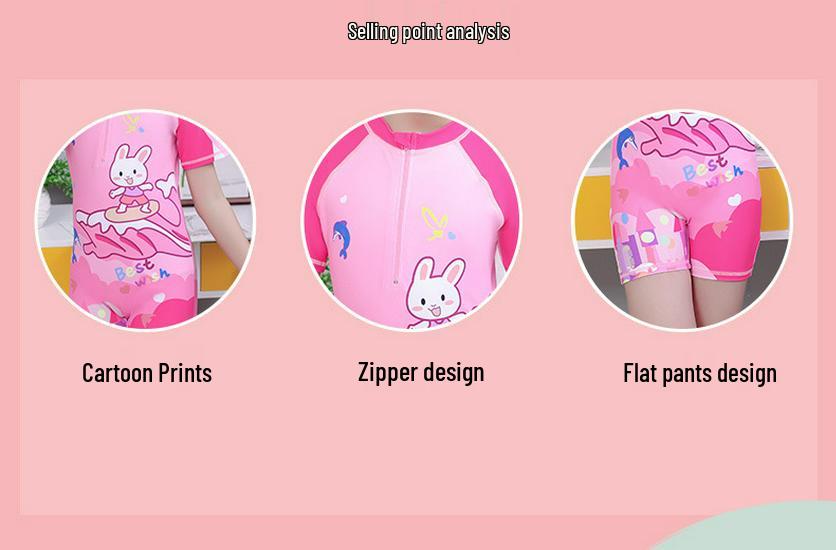 Korean Style Princess One-Piece Cartoon Swimsuit for Girls (Customizable)