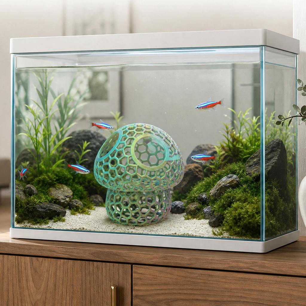 Aquarium Decoration Mushroom Shape Hollow Resin Ornament for Fish Tank Aquascaping and Underwater Landscape Design