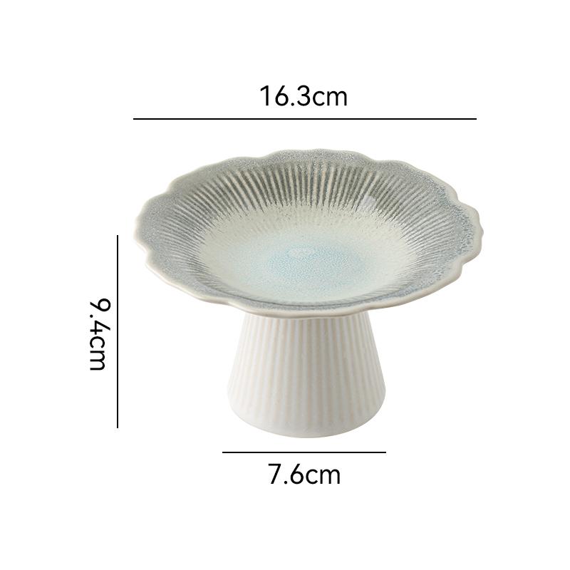 6 Inches Chinese Vintage Ceramic Goblet Creative Flower Shape Fruit Dessert Salad Nut Candy Storage Plate Home Kitchen Tableware