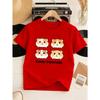 European Sizes Girls' Spring/Summer Casual T-Shirt "FURRY POTATOES" with Hamster Print, Cute Style Short Sleeve