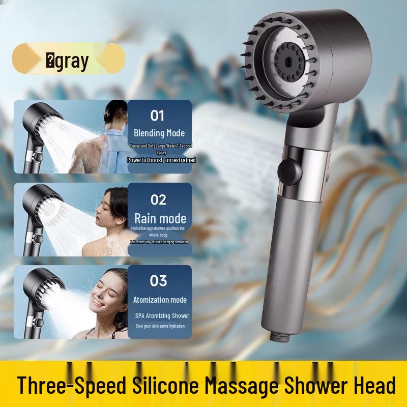 

OLOEY 3-Mode Silicone Massage Shower Head