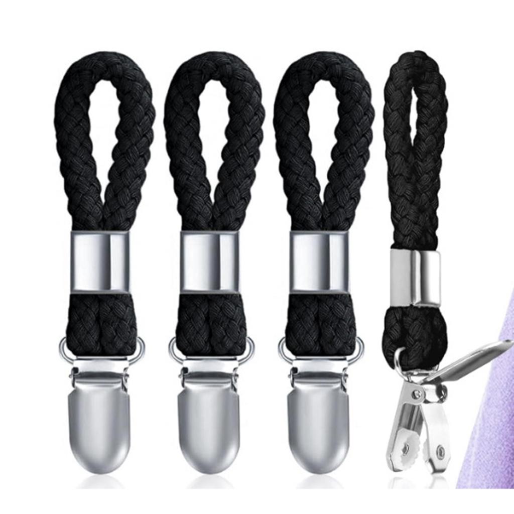 10 stk Kjøkkenhåndklekrokholder Flettet bomullsløkke Håndkle Metallklemme Hengeklemme for Hjem Bad Kjøkken Oppbevaring