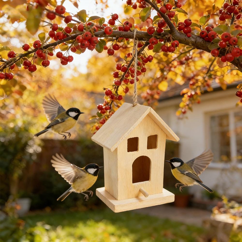 Wooden Mini Bird Cage Outdoor Hanging Birdhouse Box Wooden Bird Parrot Nest Bird Products Garden Bird Cages Home Yard Decoration