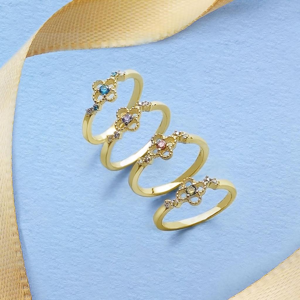 Lala Christie Women's Pinky Ring In Silver 925 and Yellow Gold, August Birthstone, Peridot, Natural Zirconia, SV925, Size 7