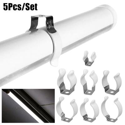 5Pcs Lamp Tube Clip Spring Terry Clip with Rubber Protection Pipes Clamp Fixing Clamp Holders Base Tool Practical Accessories