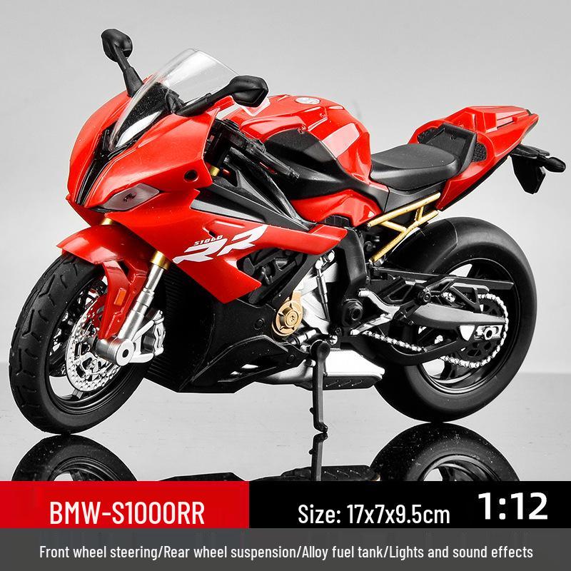 1:12 Kawasaki Ducati Alloy Motorcycle Toy with Sound, Light, and Sliding Motion