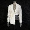 Fashion Sexy Wind Skirt Suit Women Lapel Pearl Decoration Short Top + Low Waist Slimming A-line
