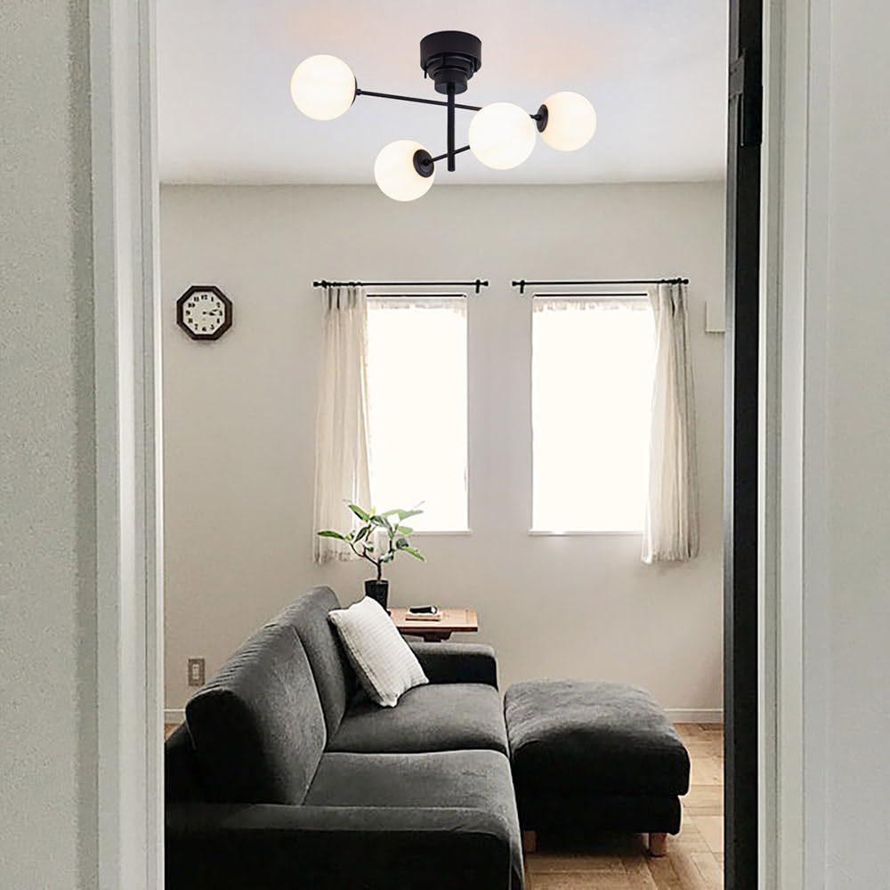 Chende Ceiling Light, Glass, 4-Light, LED Compatible, Pendant Light, Stylish, Scandinavian, Retro, Antique Style, Suitable for Living Room, Dining