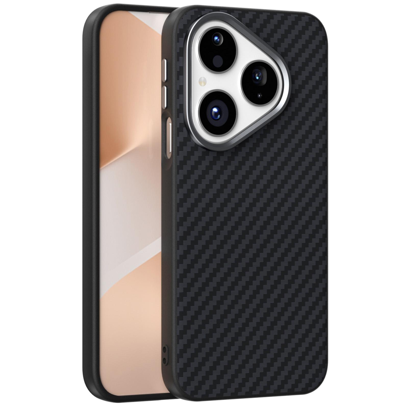 

ABEEL For Huawei Pura 80 Case Compatible with MagSafe Carbon Fiber Texture Back Cover Black