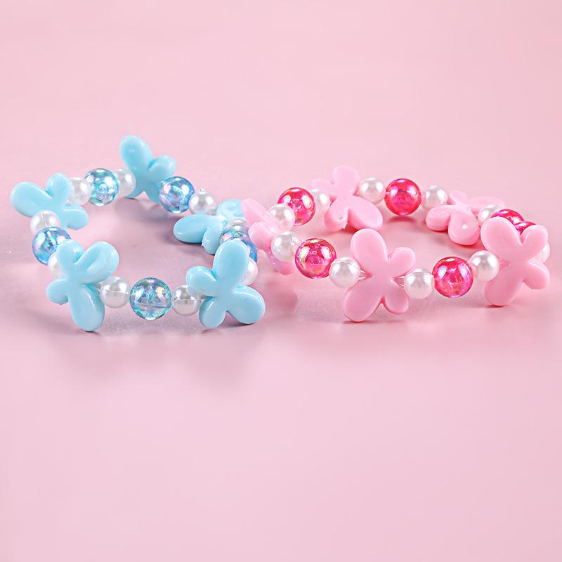 Children's Pink Flower Bow Acrylic Princess Bracelet