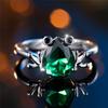 Trendy Crystal Green Zircon Silver Color Wedding Bands Cute Flog Rings For Women Men Minimalist Jewelry