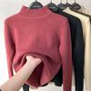 Autumn/winter Thickened Semi-turtleneck Pullover Women Sweater Fashion Loose Long Sleeve Casual Bottoming Shirt Solid Color Office Ladies Elegant Tops