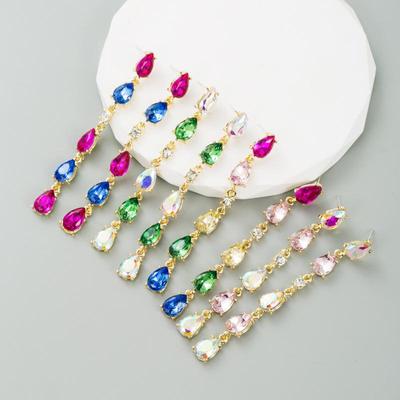 Frauen Tropfen Ohrring Lange Quaste Mulit Farbe Elegante Einfache Temperament Geometrische Ohrringe