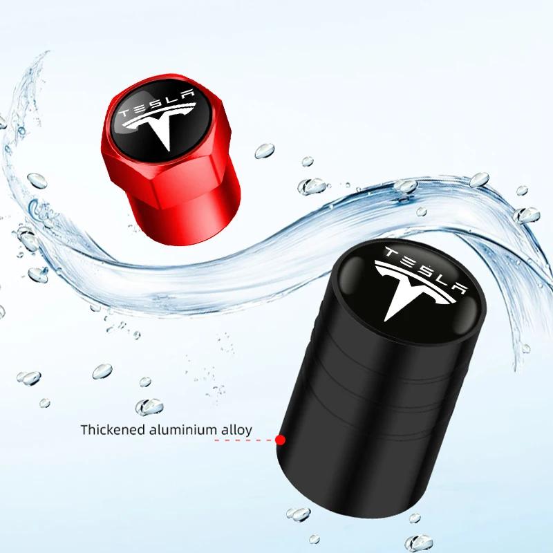 Car Sticker Tesla 4pcs Aluminum Alloy Car Wheel Tire Valve Caps Tyre Rim Stem Covers For Tesla Model 3 Model X Y Style Roadster