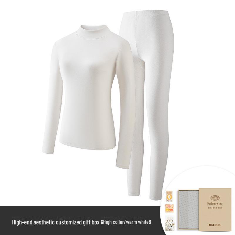 Set dámského termoprádla z hedvábné vlny – jednobarevné, plus sametové, husté na podzim/zimu.