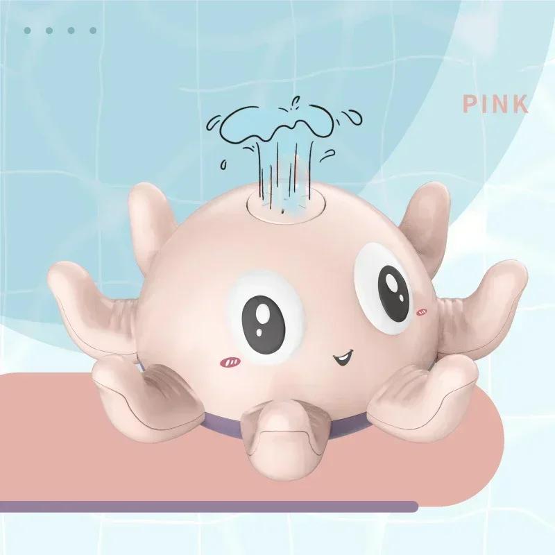 Non-Toxic Baby Bath Toys Electric Octopus Spray Water Shower Bathing Toys For Kids Whale Bath Ball With Light Music Led Light Bathtub Toys