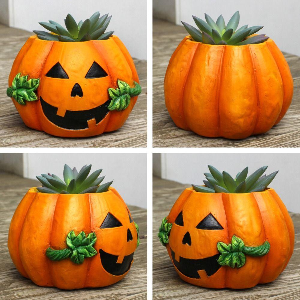 Resin Crafts Succulent Planter Pot Cartoon Pumpkin Plants Container  Office Decoration