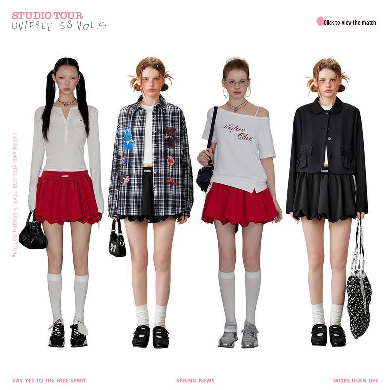 UNIFREE Ballet-Style High-Waist A-Line Mini Skirt