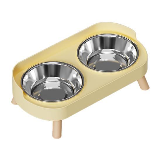 Nostalgie Elevated Cat Bowl, Dual 13.53oz Stainless Steel Bowls, Non Spill Bowl with Raised Stand, Pet Food And Water Set for Indoor Cats