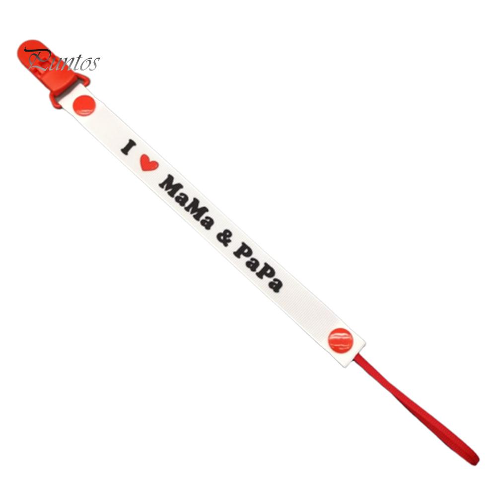 Puntos Baby I Love Mama Papa Säuglingsnahrung Schnullerclip Band Nippelhalter Beißring Spielzeug