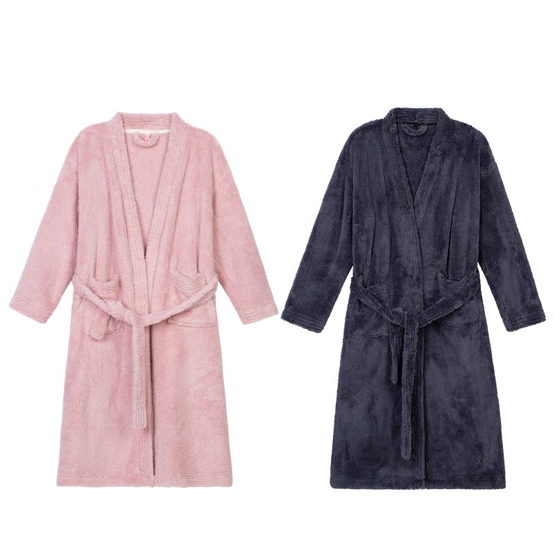 New Fleece Bathrobe Autumn Winter Robe Couple Pajama Set Extra Long Thickened Winter Bathrobe