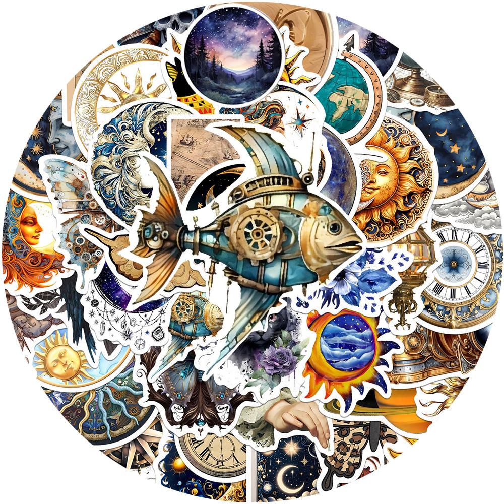 10/30/50pcs Aesthetic Astral Gothic Moon Graffiti Stickers for Laptop Phone Bike Skateboard Waterproof Retro Sticker Toys Gifts