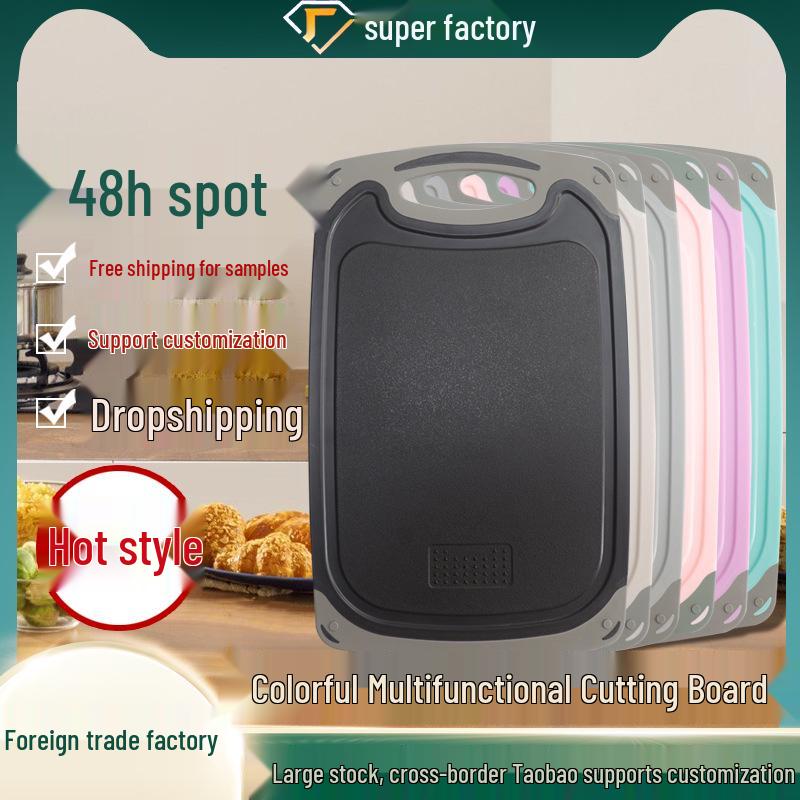 

Антибактеріальна двостороння багатофункціональна обробна дошка з часникодавкою - Кухонна обробна дошка проти цвілі Economy Square Board темно-сірий