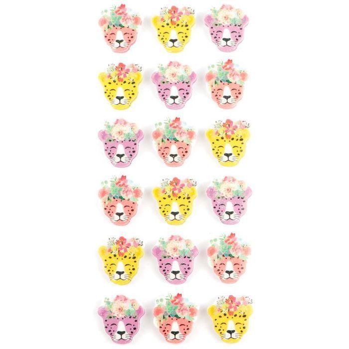 18 minis stickers 3D panthères en epoxy 2 cm