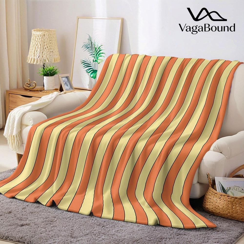 orange yellow vertical stripe Flannel Blanket Warm Soft Halloween Christmas Decorative Couch Warm Cozy All-Season Gift