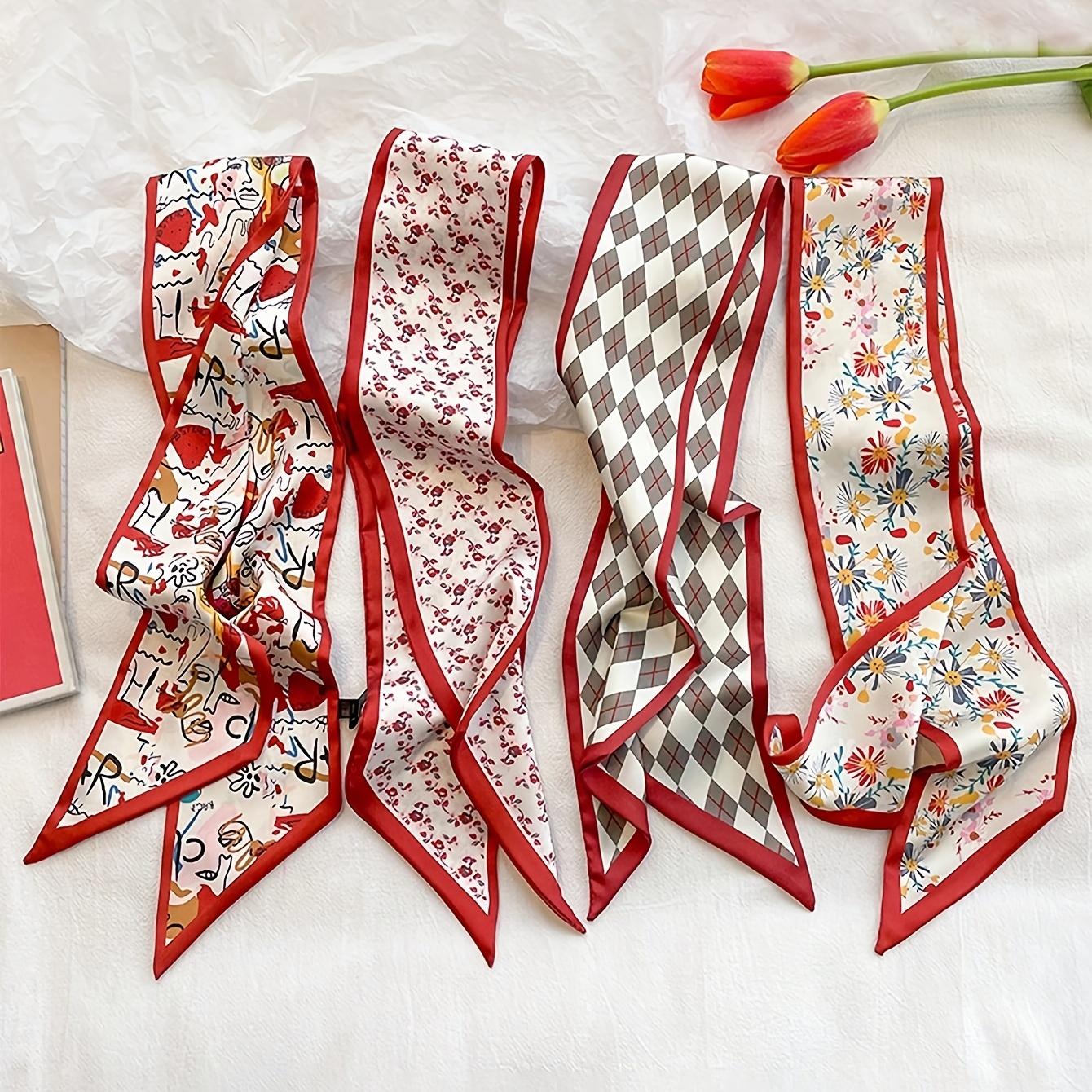 

4Pcs Red Headscarf Hair Accessories, Versatile Multifunctional Scarf for Women