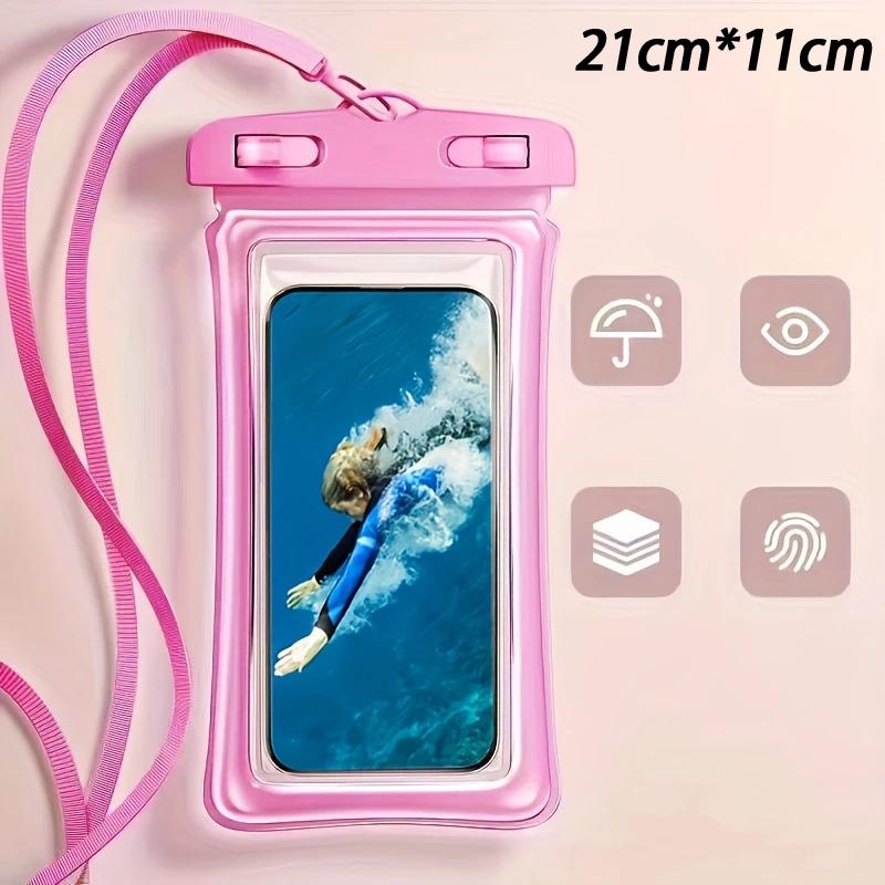 

Transparent Waterproof Phone Case Touch Screen Under 7.0 Inches Mobile Phone Cover With Lanyard Phone Sealed Bag Swimming&Diving рожевий