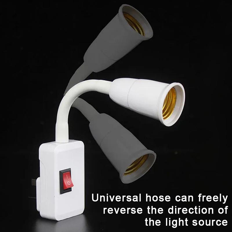 E27 Lamp Base Flexible Bend Wall Light Socket Adapter Plug Switch Lamp Bulb Extension Holder