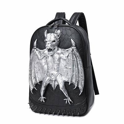 Moda Męska Plecak nietoperz Komputer Torby na laptopa Fajne torby podróżne Dziewczęta Nity szkolne Punk Halloween