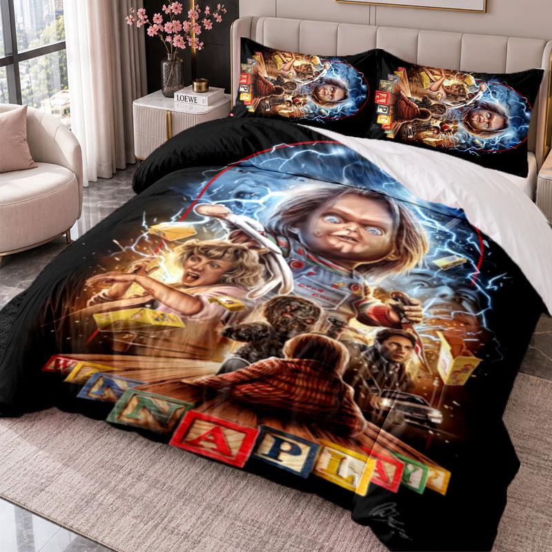 Child's Play Chucky Tiffany 3Pcs Bedding Set Duvet Cover With Two Pillowcases For Bedroom Home Decoration