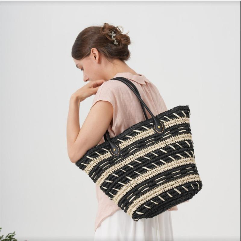 New Shoulder Straw Bag Bag Bag Large Capacity Tote Bag Women's Handwoven Bag Holiday Beach Bag