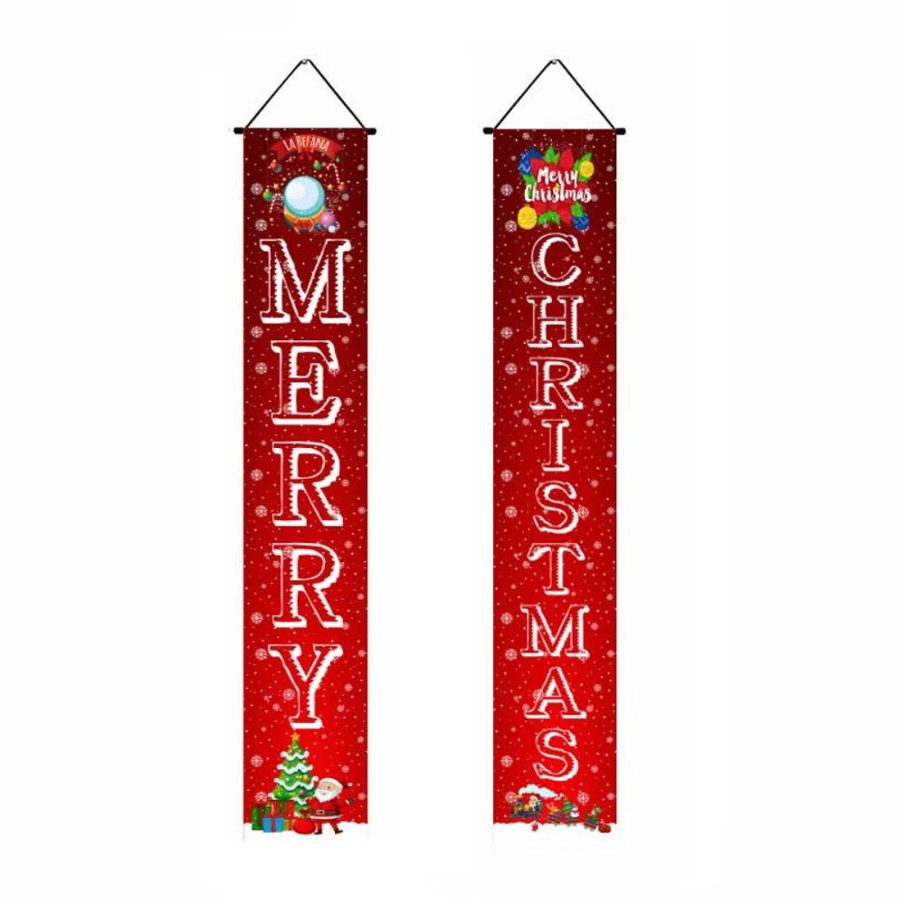 1 pair Rectangular Xmas Hanging Flags Large Size Merry Christmas Banner  Garden