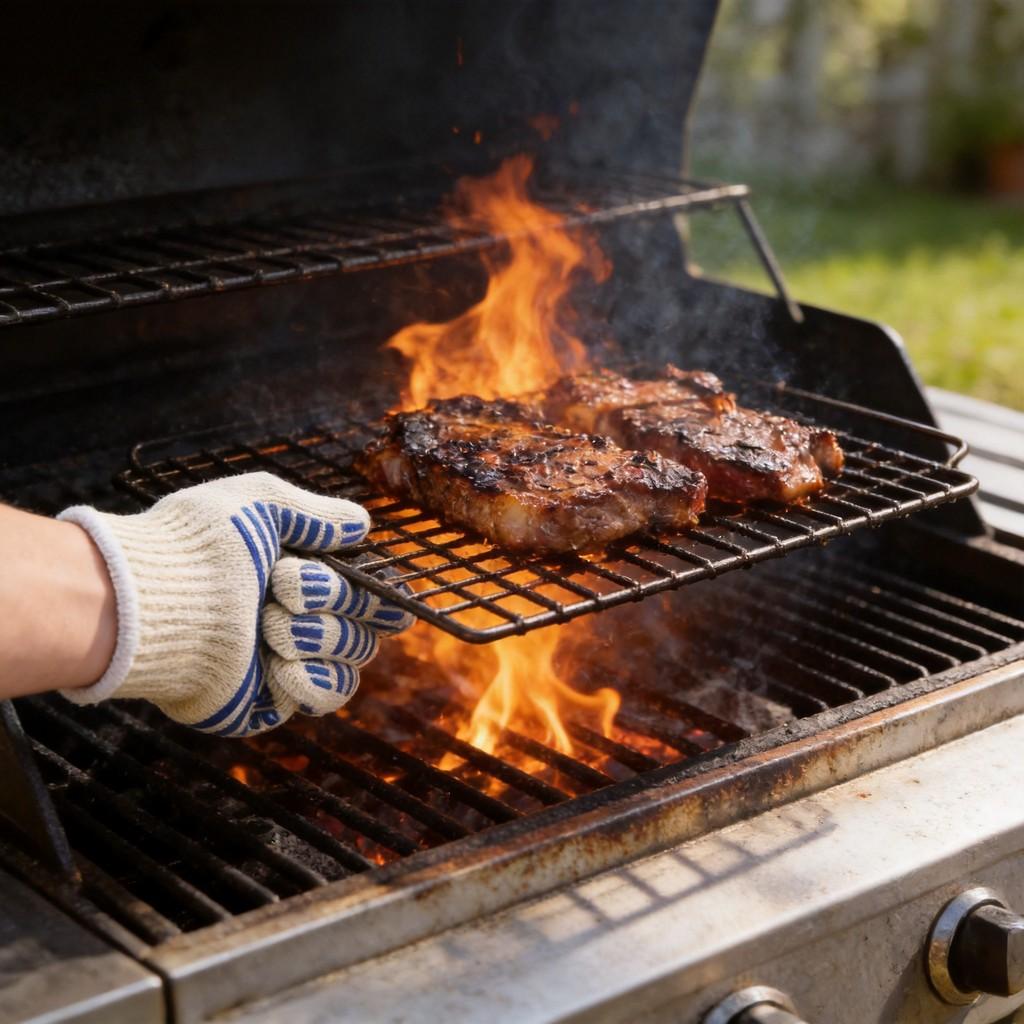 Hitzebeständige Grillhandschuhe für den Einsatz am Grill und in der Mikrowelle