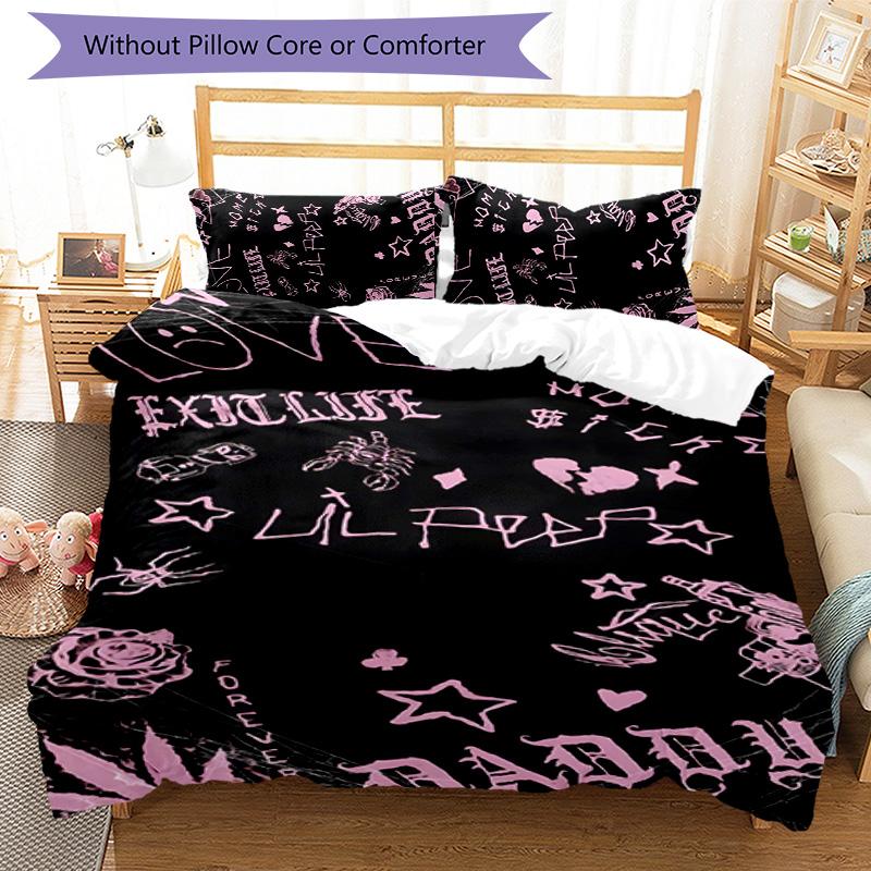 Neon Style Lil Peep 3pcs Bedding Set Duvet Cover Closure Includes 1 Duvet Cover & 2 Pillowcases for All Seasons Bedroom Home Dorm Decor