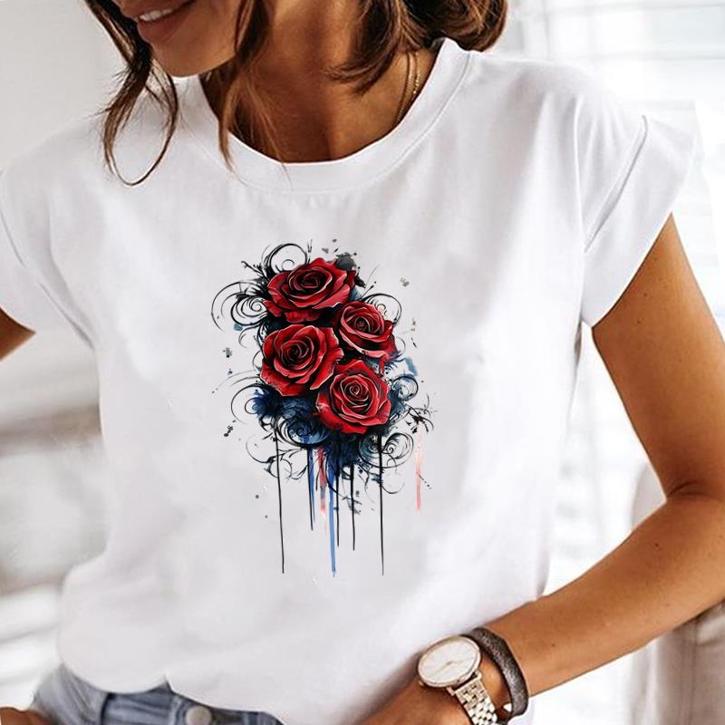 (Asian Size) watercolor butterfly trend  Lady Female Top Printed Clothing Casual T Shirt Fashion Graphic Short Sleeve T-shirts Women Tee